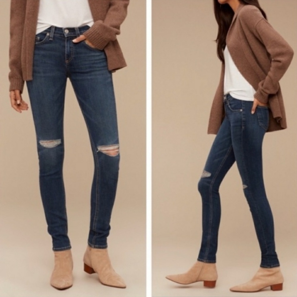 Rag & Bone Busted Knee Distressed Skinny Jeans